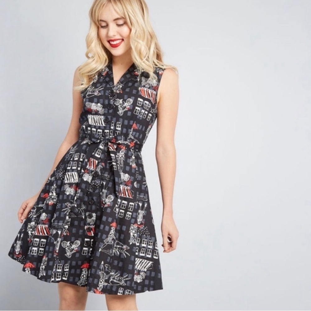 ModCloth large community brunch printed shirt dress